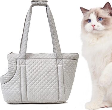 Транспортна сумка для котів та собак - легка бавовняна переноска для маленьких тварин (світло-сіра)