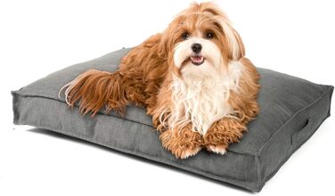 JAMAXX Преміум подушка для собак ортопедична з Memory Foam, чохол з льону, що стирається, захист від вологи, м'яка та комфортна, віскоеластична наповнювач, собаче ліжко PDB1005 (S) сіра 65x50 см
