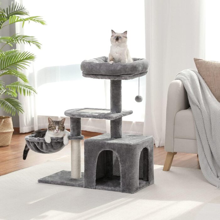 PAWZ Road Когтеточка для маленьких котів, м'який плюшевий котячий будиночок з глибоким гамаком і стовпчиком із сизалю для кошенят