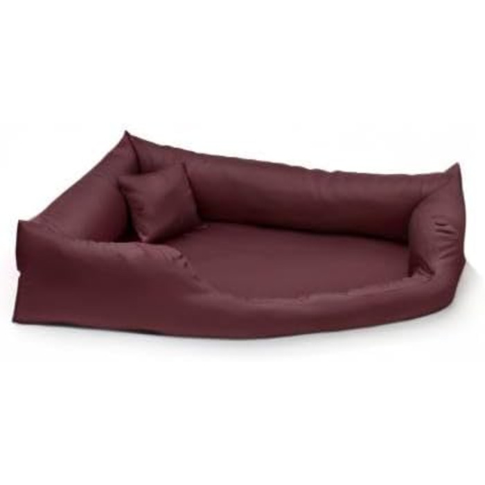 Крісло-ліжко для собак Juelle з штучної шкіри, кутовий дизайн, для середніх та великих собак, м'яка подушка, диван Gabi M-XXL (80x80 см, 100x100x22 см), бордовий колір