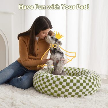 Кругле ліжко для собак середнього розміру BFPETHOME, зелене, 68.6 см, з неслизьким дном, для цуценят та кошенят, машинне прання