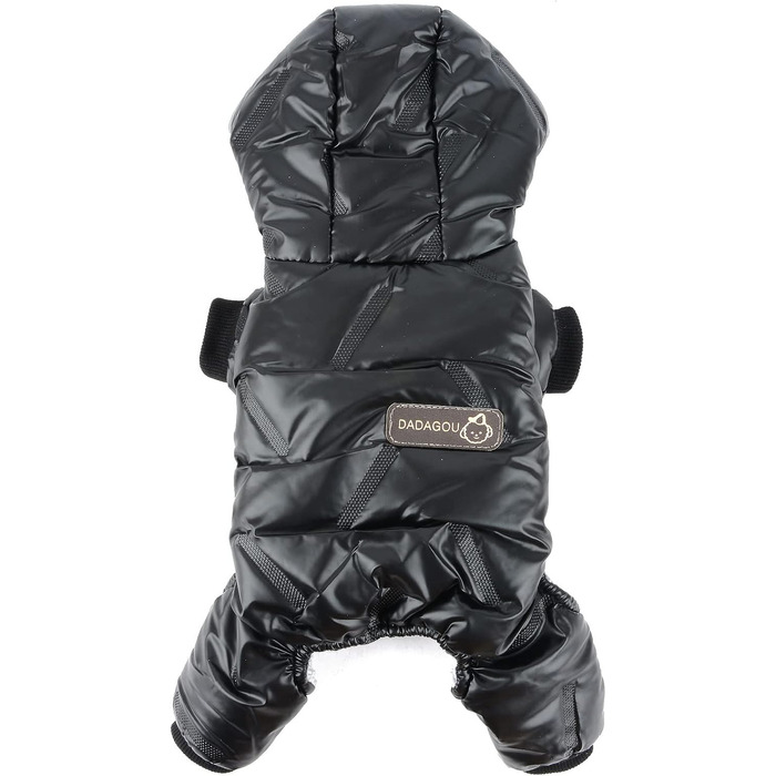 Зунеа Водонепроникний зимовий костюм для собак, теплий флісовий набір з капюшоном, чорний (M)