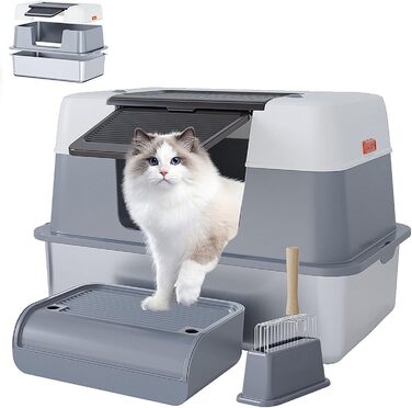 Котячий туалет з високими стінками Scirove XL з кришкою