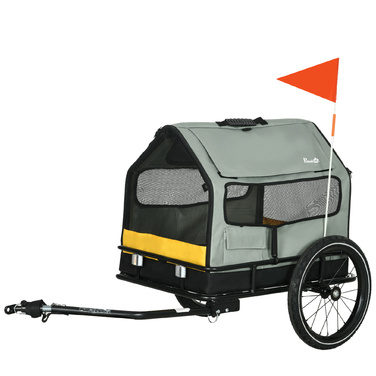 PawHut Dog Trailer 3-в-1 Pet House & Cargo Trailer, Велосипедний причіп для собак зі світловідбивачами для маленьких собак до 10 кг, Oxford Grey
