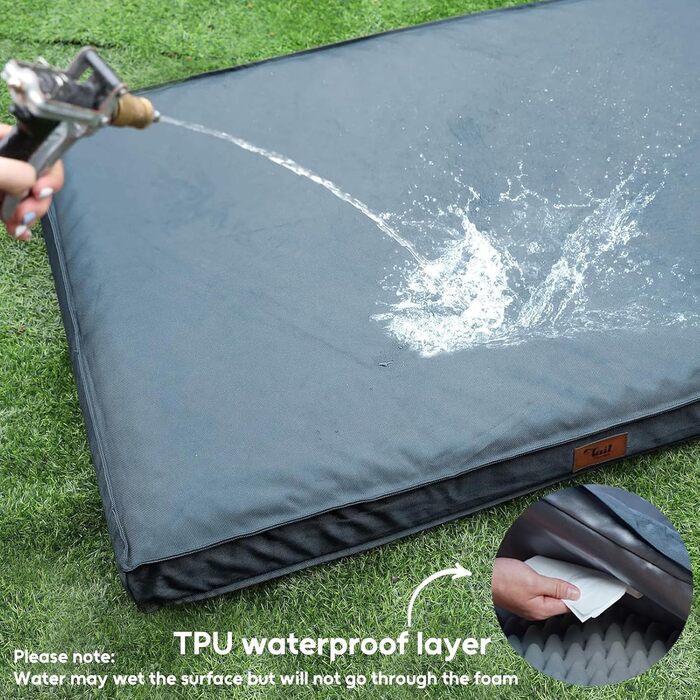 Лежанка для собак Outdoor, водонепроникна, ортопедична, великих порід, знімний чохол, блакитна, L