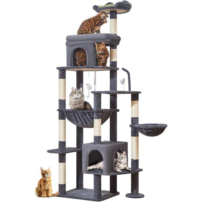 Драбина для котів Taoqimiao MS032G XXL - велика, для дорослих, з металевою гамаком, сірий