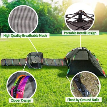 Клітка для котів Homegroove 4-в-1, набір для котів на вулицю з наметом та тунелем, для дрібних тварин