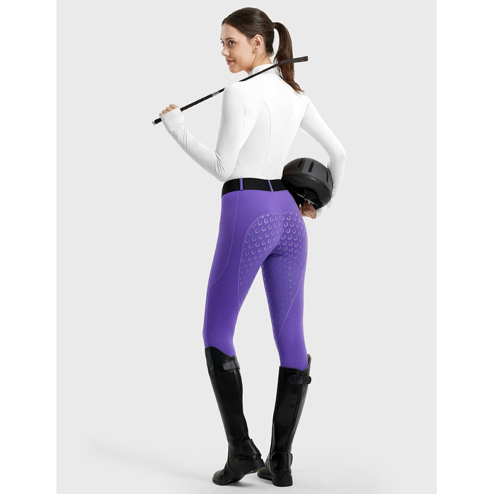 Легінси для їзди верхи FitsT4 Daen з повним силіконовим покриттям, кишенею для телефону та шлевками для ременя (M, світло-фіолетовий)