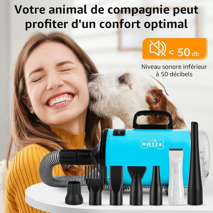 XKISS 2800W Професійний набір для догляду за тваринами 6 в 1: фен, машинка для стрижки шерсті, пилосос для шерсті