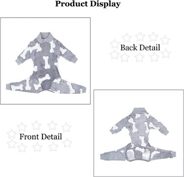 Теплий халат для собак на зиму, фланелевий, для середніх та великих собак, Onesie, колір сірий, розмір XS (довжина спини 38 см, обхват грудей 60 см)