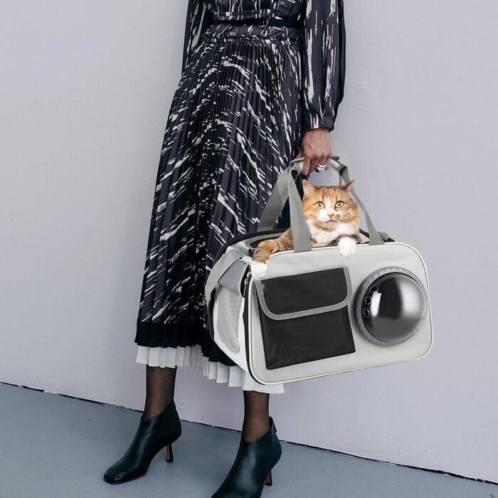 Складана переноска для тварин 45x26x28 см – для котів та собак до 8 кг – для авто, літака та поїзда, стабільна, вентильована та легка