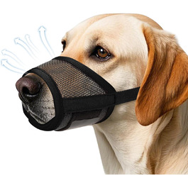 Майка-намордник для собак, м'який Air-Mesh, для малих, середніх та великих собак, проти гавкіту, кусання, дихаючий, можна пити, регульована стрічка, підходить для німецької вівчарки, Хаскі