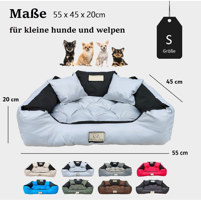 Крісло-ліжко для собак великих порід King Dog, велике, миється, з іменем, водонепроникне, силіконова наповнювач (світло-сірий, S 55 x 45 см)