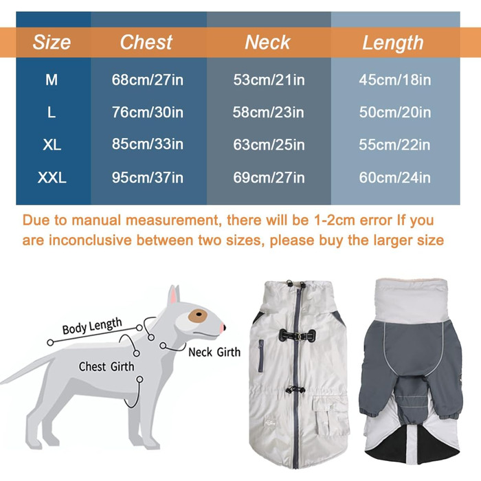 Водонепроникна куртка для собак, костюм від снігу, теплий плащовий жилет з нагрудником для середніх та великих собак (Сірий, L)