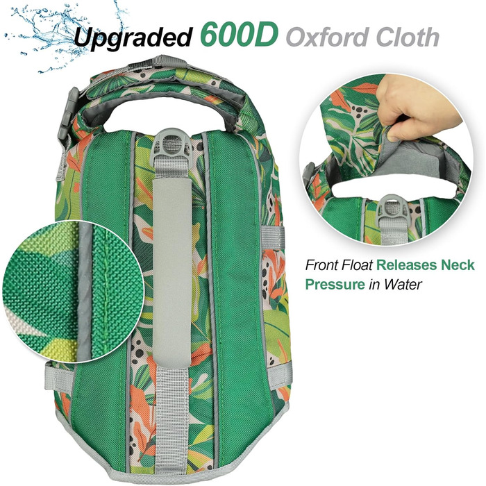 Жилет рятувальний для собак VIVAGLORY з підйомником спереду, світловідбиваючими вставками та додатковою підкладкою для плавання та катання на човні