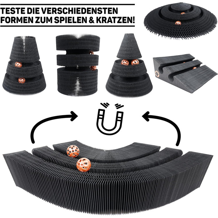 Котячий будиночок з картонної гофротари Treetop від CanadianCat - ігровий комплекс з кульками, чорний, 27,5 x 28 x 28 см