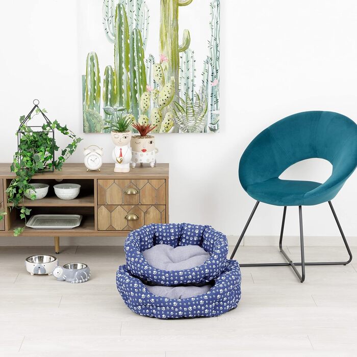 Кругле ліжко для собак та котів Baroni Hoe з м'якої тканини, 45x55 см, чорно-червоне з коронами