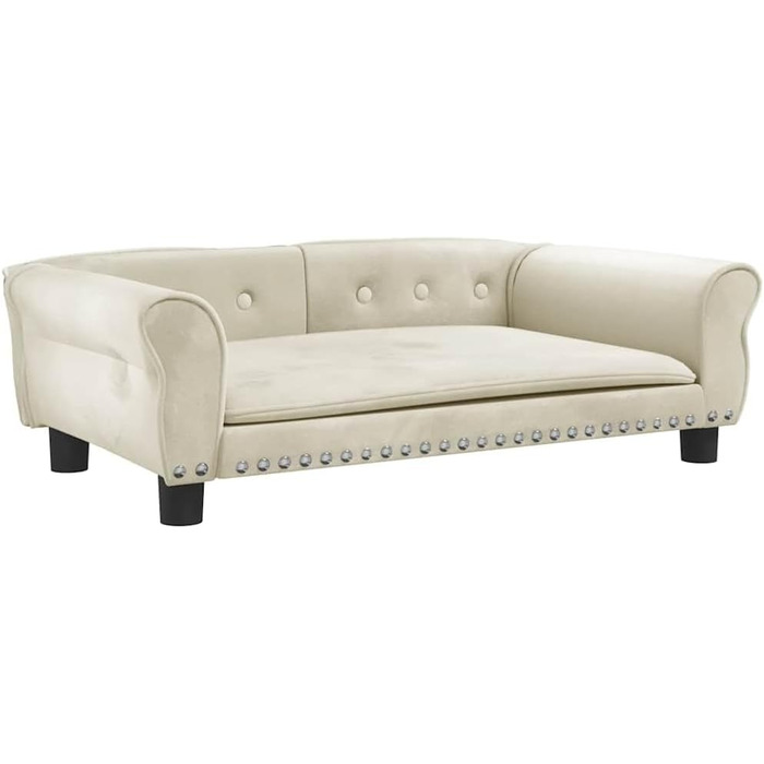 Крісло-ліжко для собак, м'яке ліжко для собак, диванчик для собак, ліжко для котів, світло-кремовий оксамит (95 x 55 x 30 см)