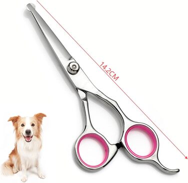 Професійна 5-в-1 фен для собак: ножиці з нержавіючої сталі, безпечні, прямі та філігранні ножиці, ножиці для стрижки та грумінгу, гребінець (рожевий)