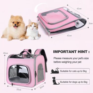 Рюкзак для кота Galatée з фронтальною відкриваемою конструкцією, сірий. Дихаючий рюкзак для вигулу собак та котів, для подорожей та прогулянок.