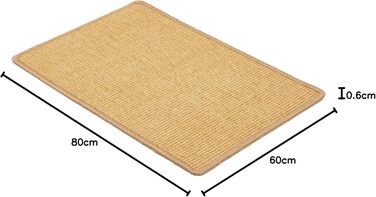 Килимок для котів з сизалю 60x80 см - міцний, натуральний, бежевий