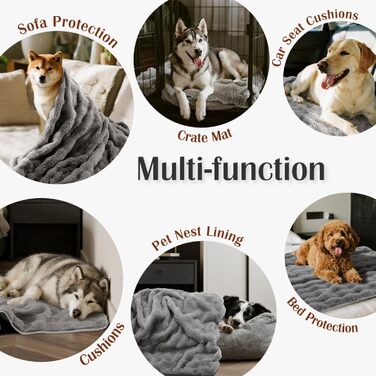 Водонепроникний коврик для собак Nobleza, теплий флісовий коврик для котів, 120 x 100 см, двосторонній, можна прати в машині, для диванів та ліжок, сірий колір