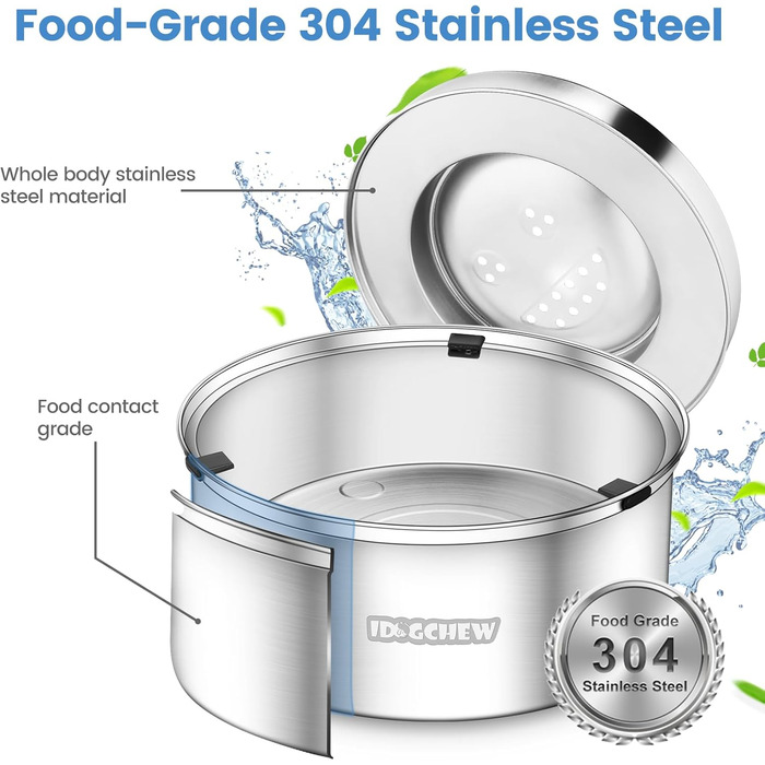 Миска для собак IDOGCHEW з нержавіючої сталі, проти облизування, з неслизьким дном, 1л, срібна