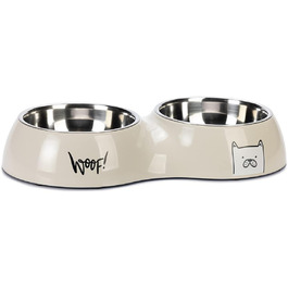 Набір мисок для собак Karlie Elize, 1800 мл, світло-сірий, 2 шт по 900 мл, 42x22,5x7,5 см