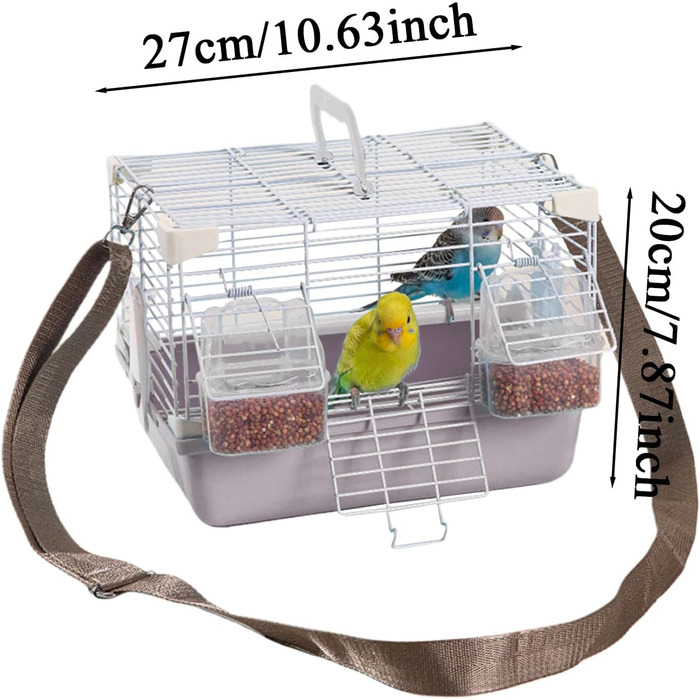 Транспортна переноска для птахів Vogeltransportbox - зручна та міцна переноска для хвилястих попугаїв, корел, та інших дрібних птахів (сіра)