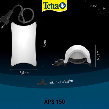 Tetra APS 300 тиха мембранна помпа для акваріумів 120-300 л, біла