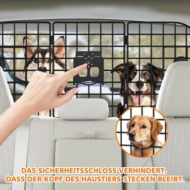 Сітка для собак у машину Denmay, універсальна, 30.7 x 93-150см, регульована ширина, з дверцею, 2 ремені безпеки, чорна