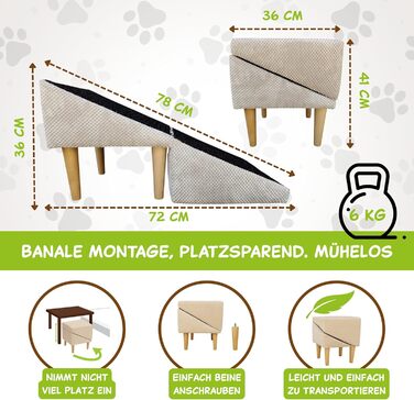 Сходи для собак Outentin – розкладні, з неслизьким покриттям, для маленьких та великих собак, до дивану та ліжка, стабільні, складані, 36 см, сірий графіт