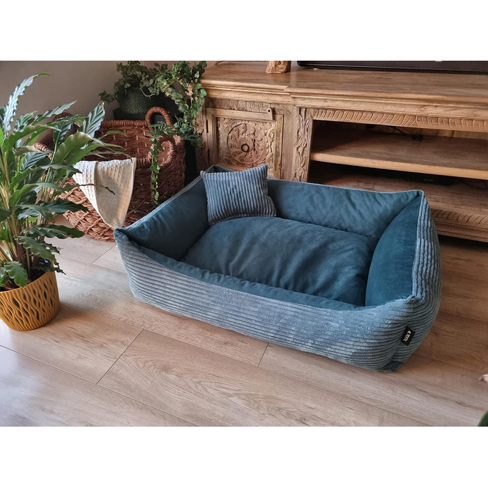 М'яке ліжко для собак 4L Textil Molly, корзина для собак, середні породи, 100x80 см, колір: бірюзовий