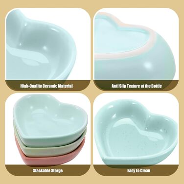 Набір мисок для тварин: хом'яки, їжаки, миші, морські свинки, серцеподібна форма, 3 шт.