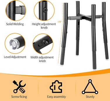 Підставка для миски для собак PROERR, регульована, висока, металева, 20-30,5 см, 40,6 см