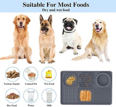 Килимок для собак Leckmatte, силіконовий, антиковзкий, для грумінгу, тренувань, стрижки, сірий