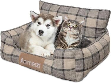 Ортопедичне ліжко для собак PETCUTE, сіре - зручне та миється, з підголовником