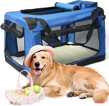Складана переносна коробка для тварин, автобокс для собак та котів, блакитна L