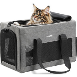 Переносна переносна сумка для котів Pecute Katzentasche, XL, 47x33x30 см, сіра