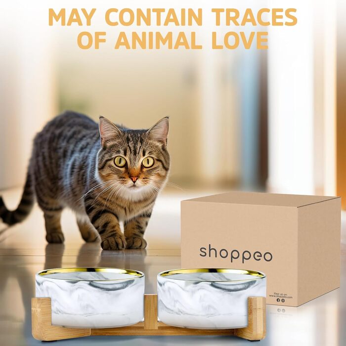 Підвищена годівниця для собак та котів з кераміки, 2x850 мл | Годівниця для маленьких собак, котів | Аксесуар для тварин