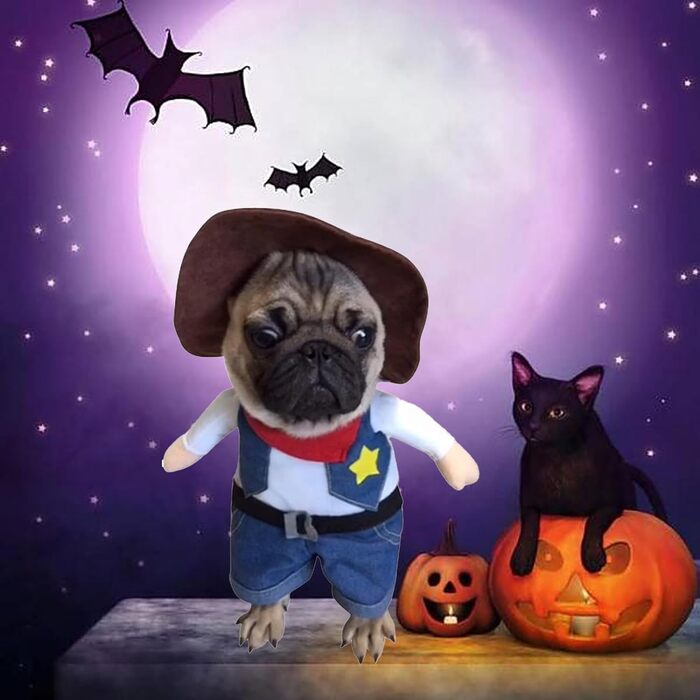 Костюм ковбоя для собак, костюми для котів на Хелловін, милий костюм ковбоя з капелюхом, одяг для маленьких собак та котів, косплей для цуценят, костюм для вечірки, Різдво, великий розмір