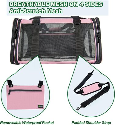 Транспортна переноска для котів та собак середніх розмірів, складна, M, Magenta