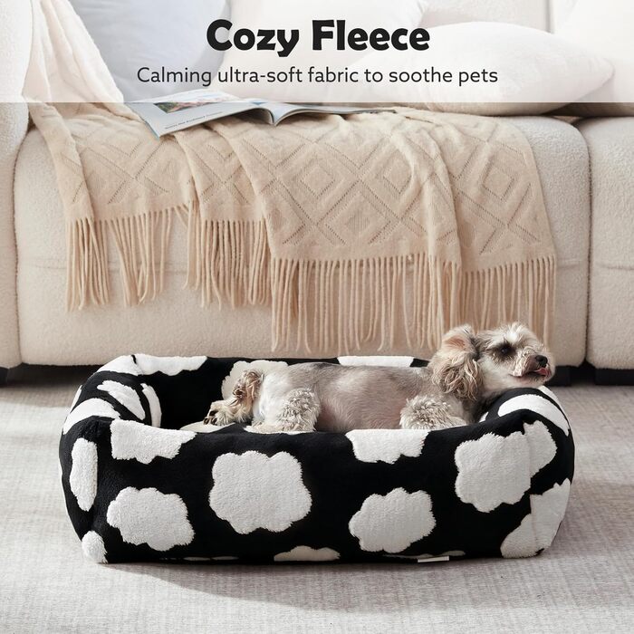 Ортопедичне ліжко для собак JOEJOY XL, прямокутне, чорне, знімний чохол на блискавці, антиковзаюча підкладка, для цуценят та великих собак (107x91x23 см)