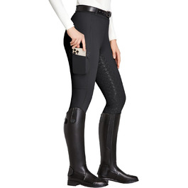 Легінси для їзди верхи FitsT4 з силіконовим покриттям, кишенею для телефону та петлями для ременя - чорний, розмір S