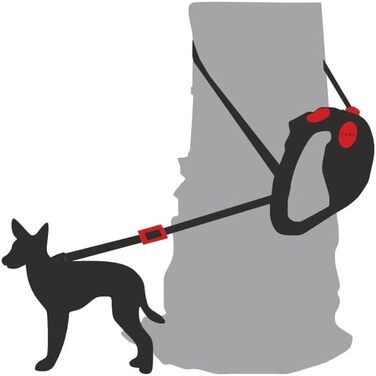 Рулетка-повідок Dogxi 5 м для собак до 25 кг, чорний, з карабіном, ширина 11 мм, для малих і середніх порід, розсувний, із фіксацією для авто