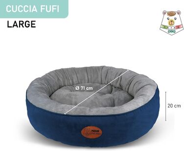 Кругле ліжко для собак та котів Fufi Large, 71 см, з м'якими краями, антиковзаюче, знімне, машинне прання