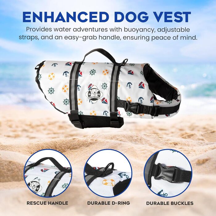 Жилет для плавання собак Paws Aboard, розмір Small. Стильний жилет для собак для плавання та катання на човні.