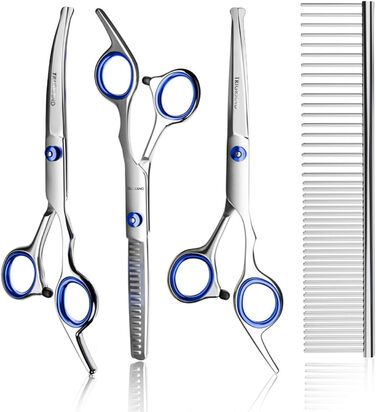 Професійна собача шарикова ножиця з нержавіючої сталі 4CR, цілісна конструкція, безпечна, титанове покриття, для собак, котів та інших тварин, рожева (блакитна, 5-в-1)