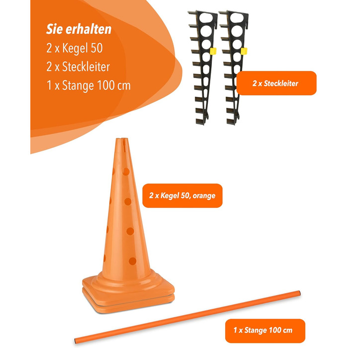 Кінцева перешкода Sportikel24 з жердиною 100 см – для аджиліті, стрибків та слалому (для собак, коней, дітей)