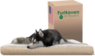 Ліжко для собак Furhaven XXL з ортопедичної піни, плюшеве, знімний чохол, коричневе, велике